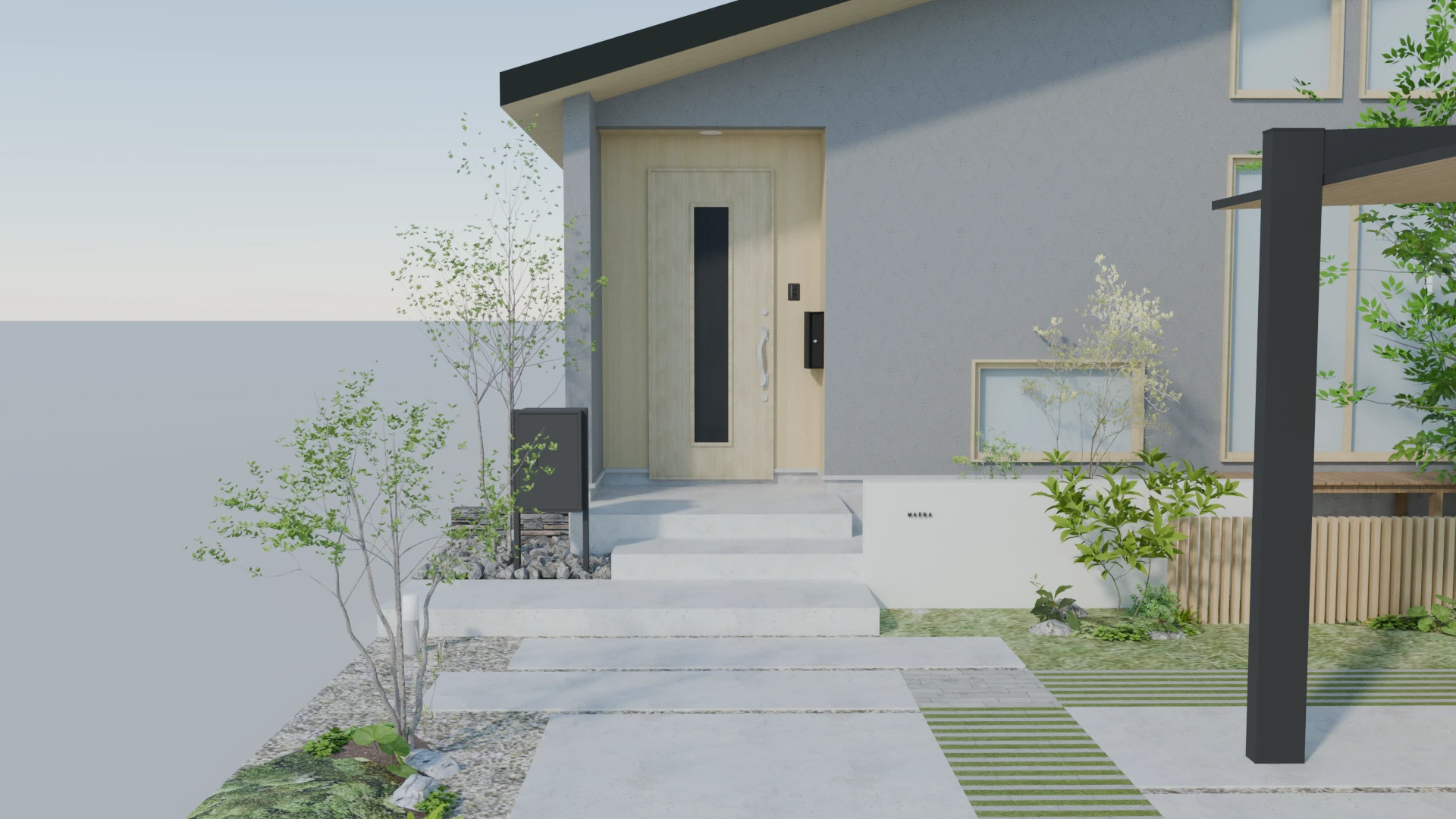 住宅と外構のアプローチ